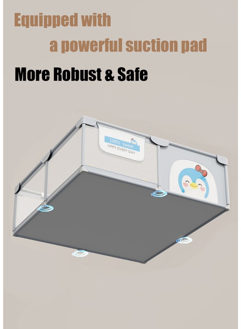 متجر الفرح حظيرة لعب للأطفال الصغار والرضع، ساحات لعب داخلية وخارجية مع شبكة قابلة للتنفس ومقاومة للسقوط 200 سم × 200 سم، حظيرة لعب كبيرة جدًا للأطفال، دبوس لعب، منطقة سياج، تتضمن كرات المحيط، حلقات سحب وطوق كرات - Image 3