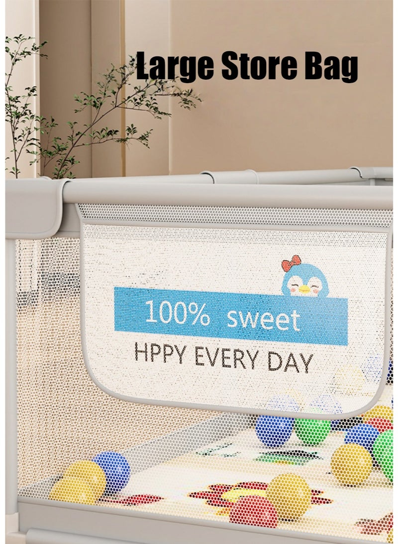 متجر الفرح حظيرة لعب للأطفال الصغار والرضع، ساحات لعب داخلية وخارجية مع شبكة قابلة للتنفس ومقاومة للسقوط 200 سم × 200 سم، حظيرة لعب كبيرة جدًا للأطفال، دبوس لعب، منطقة سياج، تتضمن كرات المحيط، حلقات سحب وطوق كرات - Image 5