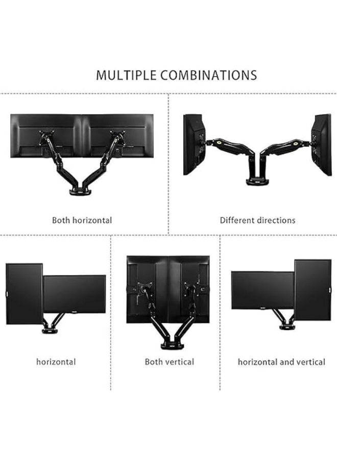 TECVITY F160 Dual Monitor Arm for 17-30 inch Monitors with Gas System, Adjustable Desktop Mount up to 9 kg per arm - Image 3