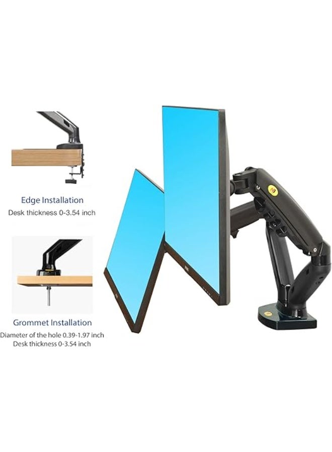 TECVITY F160 Dual Monitor Arm for 17-30 inch Monitors with Gas System, Adjustable Desktop Mount up to 9 kg per arm - Image 5