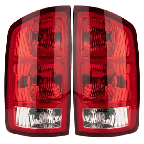 MiKaFex Tail Light Assembly Compatible with 20022006 Dodge Ram 1500 20032006 Dodge Ram 2500 3500 Pickup Driver and Passenger Side Taillights Rear Brake Lamps with Bulb Inside and Wiring Harness