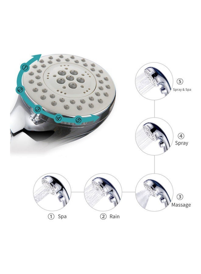NIBEMINENT 5 Spray Setting Shower Head Silver 25.50x6.50x11.80cm - Image 2