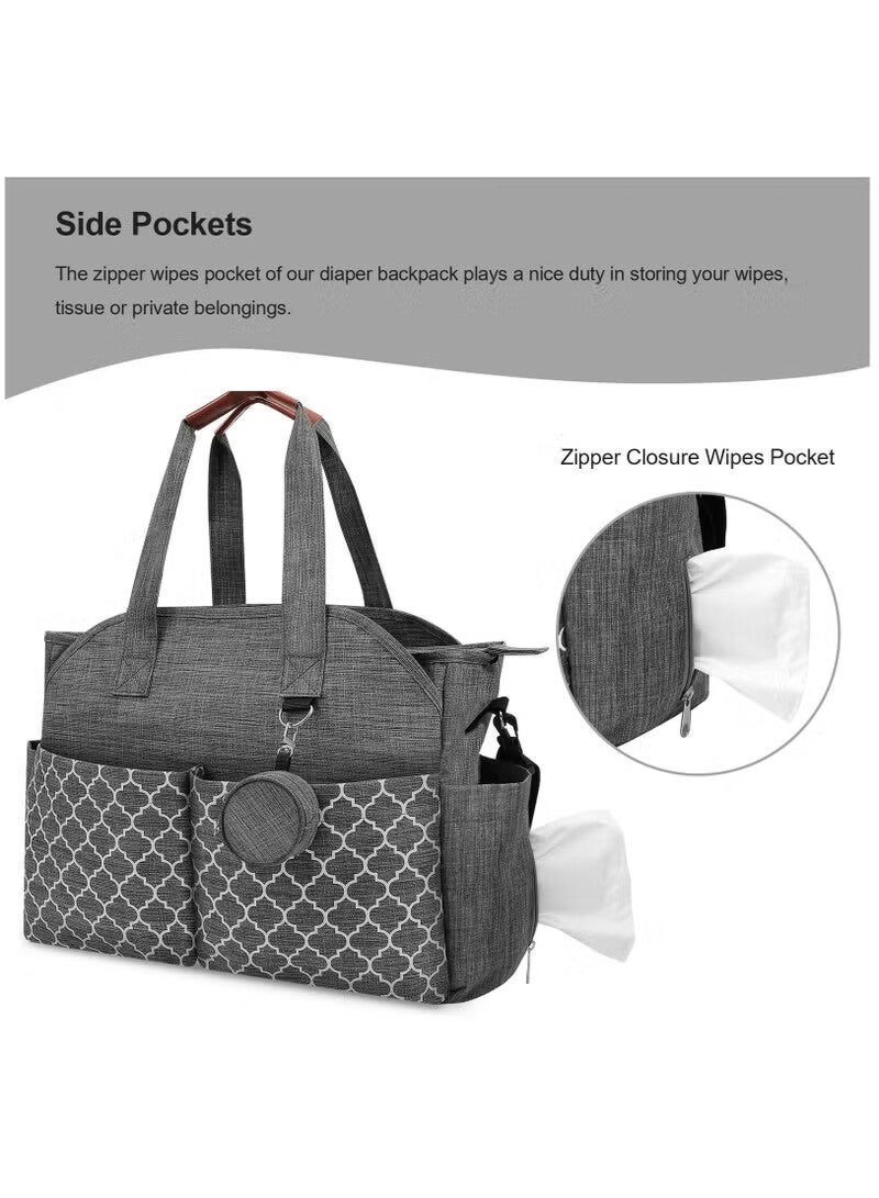 AGREON Diaper Bag with Cup Holder, Multi Function Baby Bag, Travel Diaper Bag for Mom and Dad, Baby Diaper Bag Tote, Large Capacity and Stylish Organizer for Baby Care(Grey) - Image 5