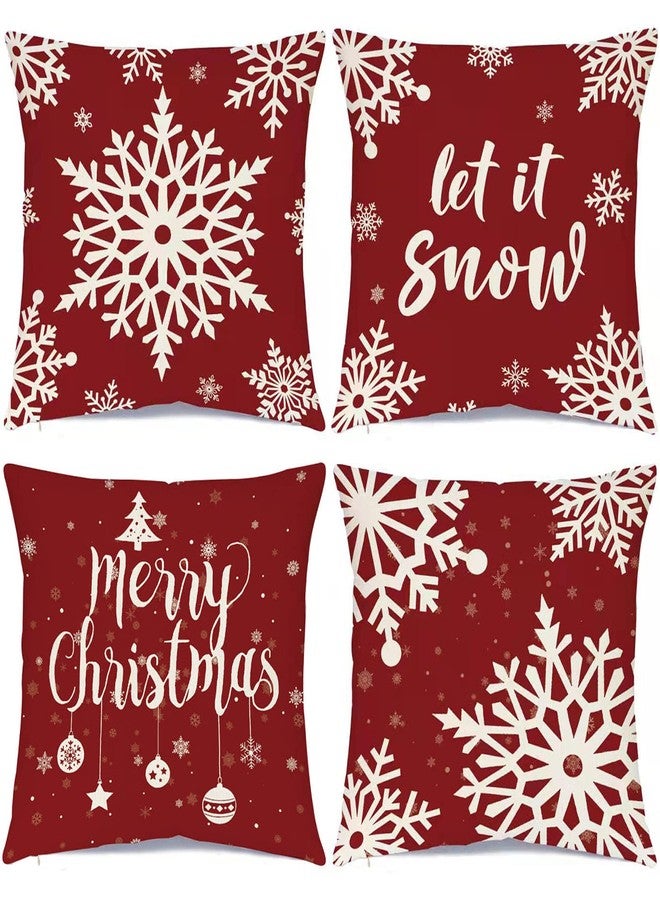 Ueerdand Christmas Decorations Pillow Covers Set of 4 Farmhouse Holiday Rustic Linen Pillow Case for Sofa Couch Christmas Decor - 18x18 Inch - Image 1