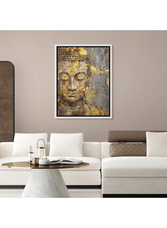آرت دیکور  ديكور فني مؤطر قماش ذهبي ورمادي صورة بوذا الروحية التأملية طباعة جدار ديكور للمنزل غرفة المعيشة غرفة نوم مكتب الهدايا - Image 2