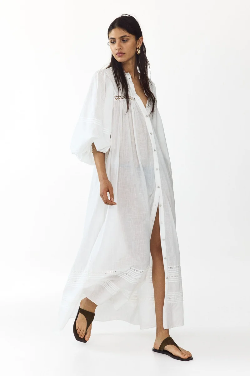 H&M  Oversized tie-belt tunic dress for Women | Best Price UAE