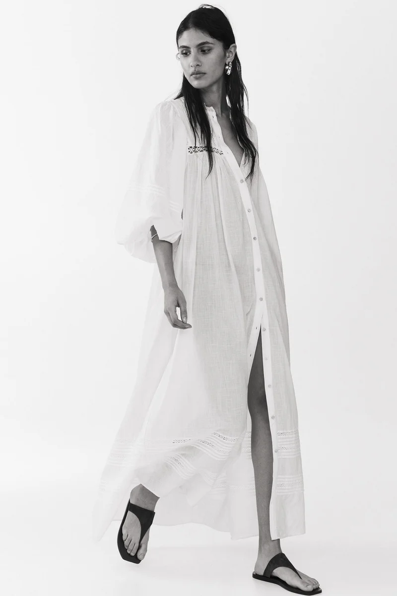 H&M  Oversized tie-belt tunic dress for Women | Best Price UAE