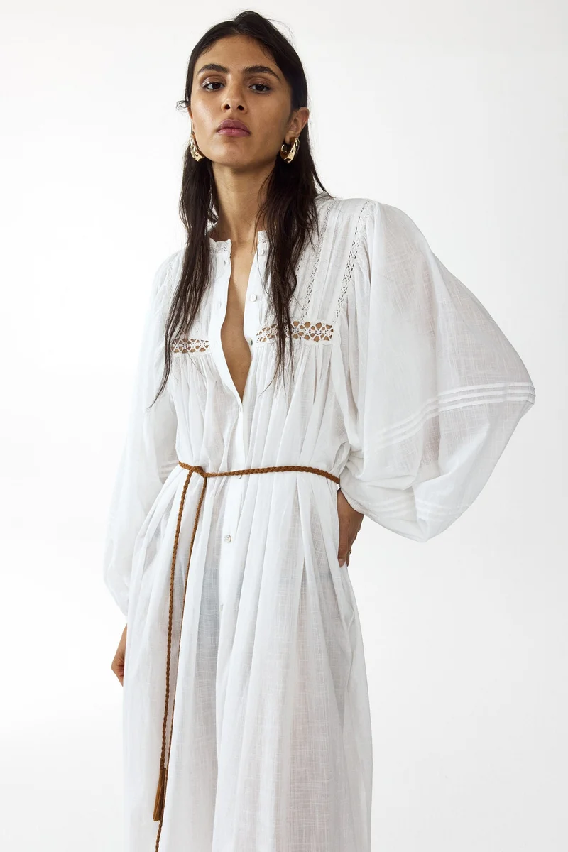 H&M  Oversized tie-belt tunic dress for Women | Best Price UAE