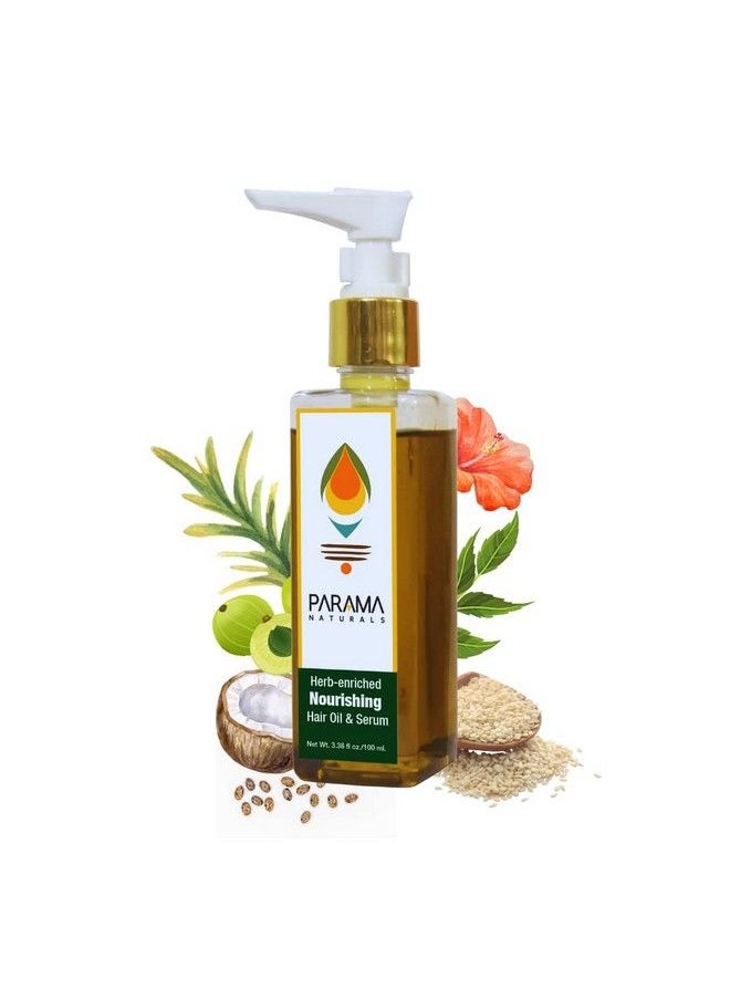 PARAMA NATURALS - Herbenriched Nourishing Hair Oil And Leave In Hair Serum100Ml With Amla Brahmi Bhringaraj Hibiscus Onion Seed Oil. - Image 1