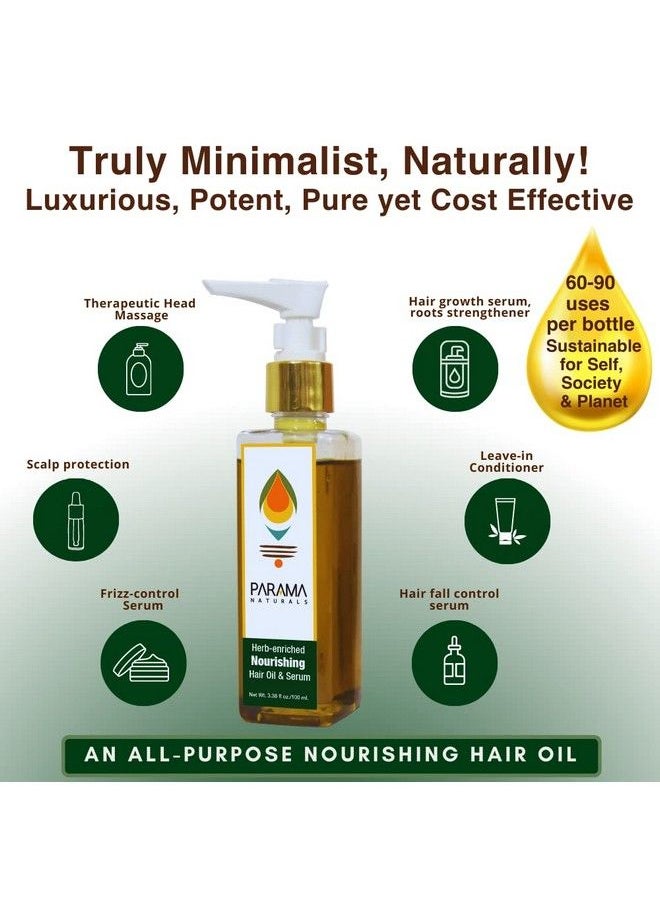 PARAMA NATURALS - Herbenriched Nourishing Hair Oil And Leave In Hair Serum100Ml With Amla Brahmi Bhringaraj Hibiscus Onion Seed Oil. - Image 1