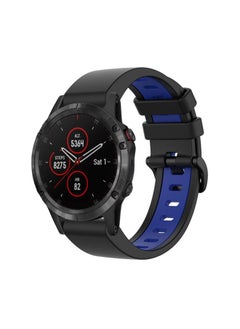 Replacement Strap For Garmin Fenix 5 Plus 22mm Silicone Sports Two-Color Watch Band Black+Blue