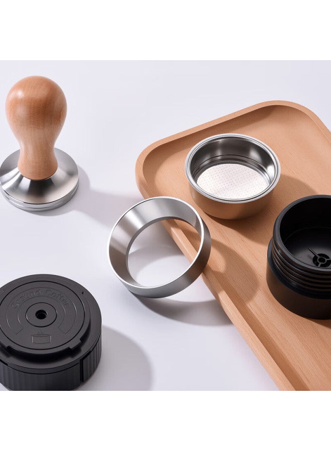 Cliton Portable Coffee Machine Set, Car-mounted Wireless Handheld Italian Espresso Grinder With Milk Frother, Storage Wooden Stand, 9 Pieces - Image 4