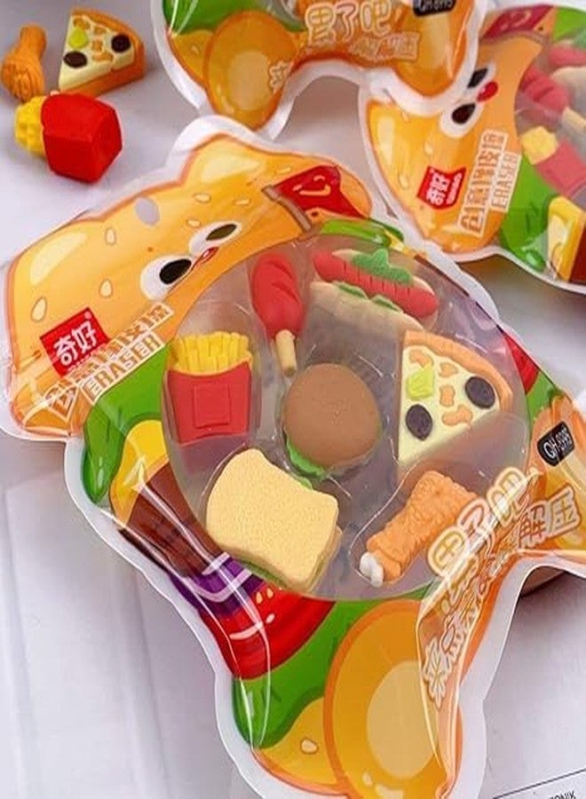 BriKSHi Mini Fast Food Eraser Cute Burger, Pizza, Fries & Sandwich Pencil Erasers for Kids (Set of 1) - Image 2