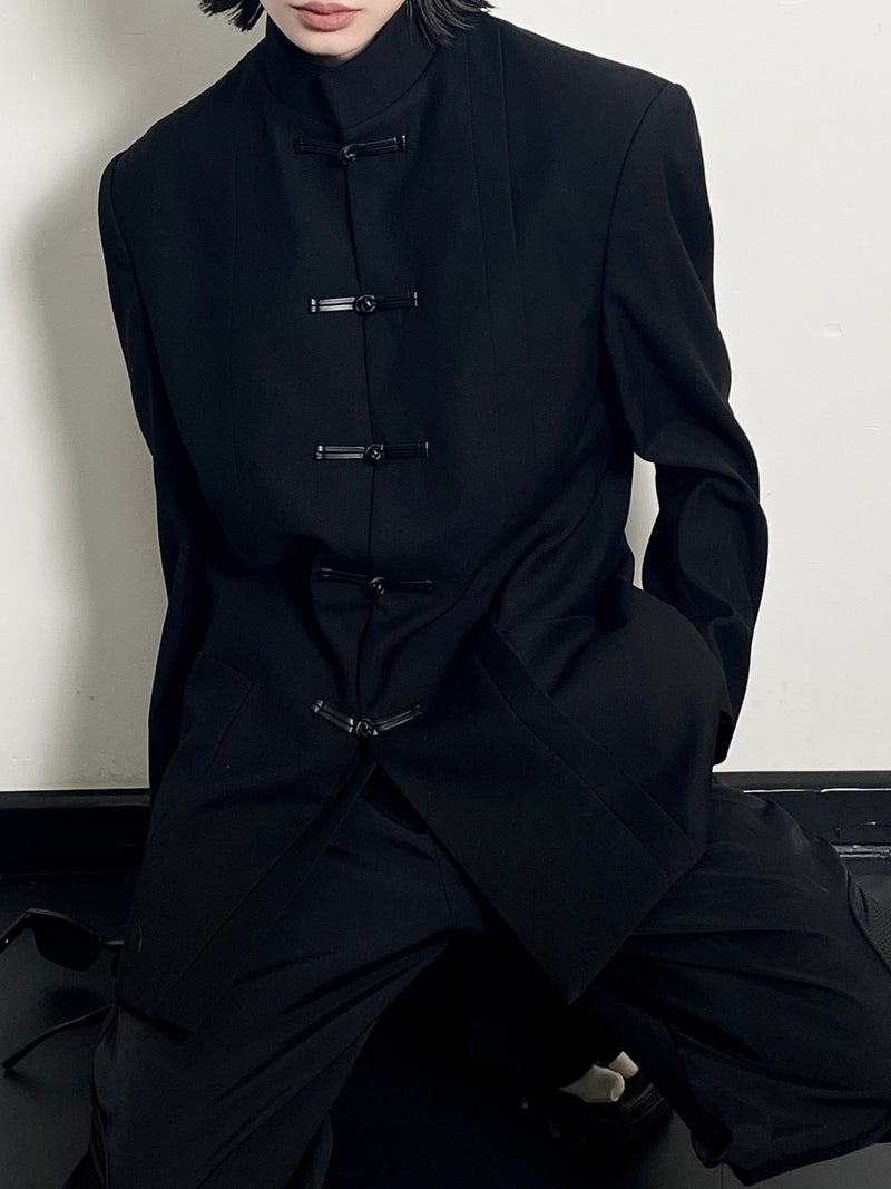 Chinese Men'S Wear Light Guofeng Lapel Shirt With Buckle Shirt Hanfu Zhongshan Suit Jacket - Image 2