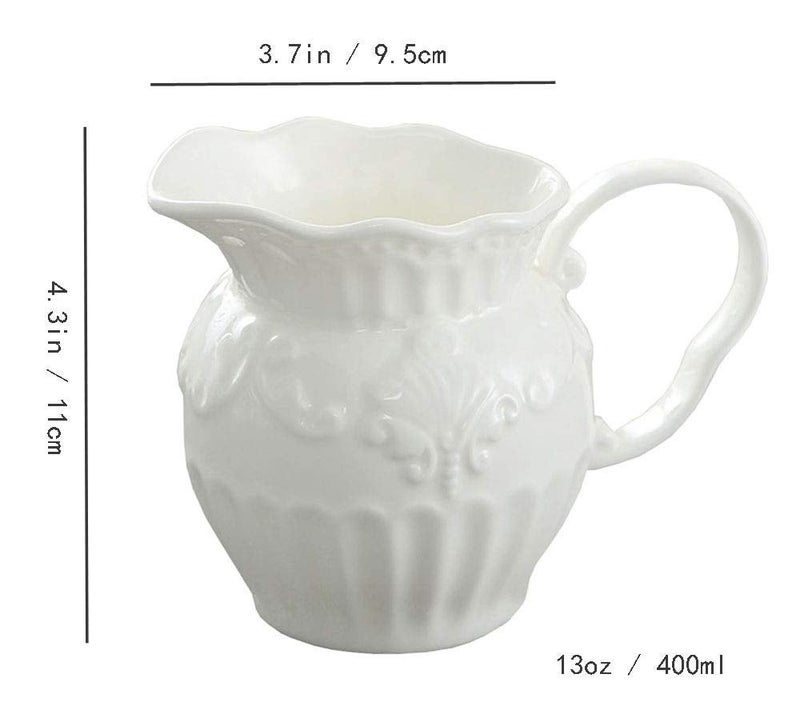 FUYU Relief White Ceramic Creamer and Sugar Bowl Set Coffee Serving Set Cream Pitcher - Image 2