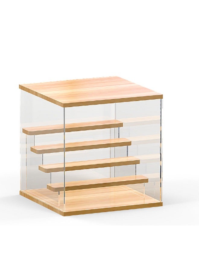 Transparent Display Box with Wooden Base 4 layer Dust proof - Image 1