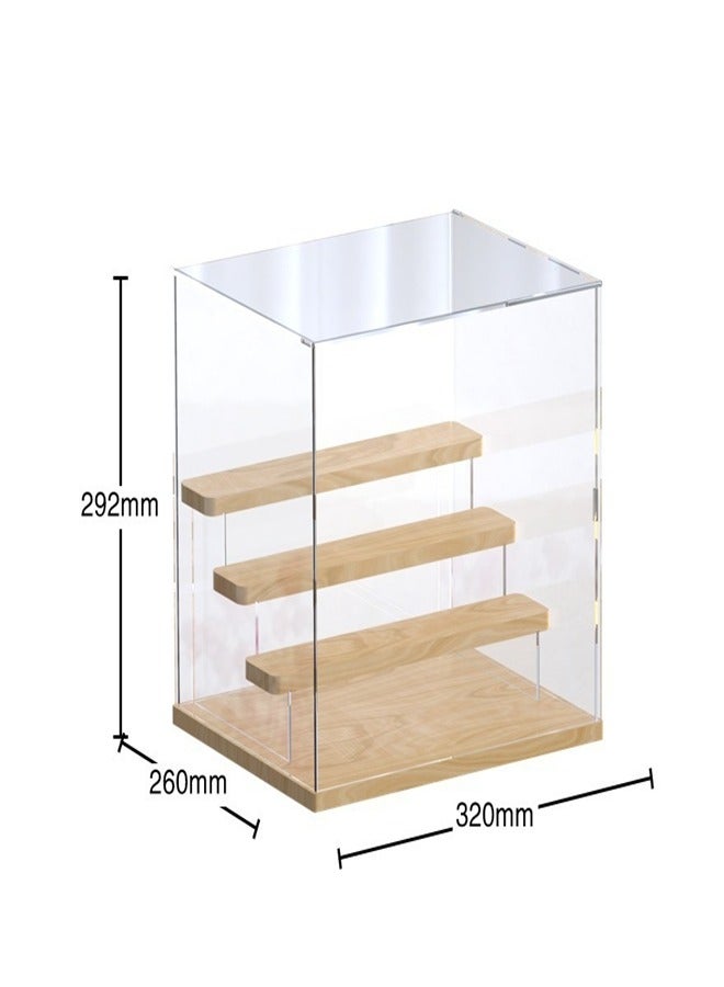 Transparent Display Box with Wooden Base 4 layer Dust proof - Image 2