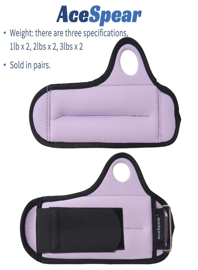 AceSpear Wrist Weights with Thumb Loops Lock for Men Women 1lb*2 2lbs*2 3lbs*2 Ankle Weights Weighted Gloves for Running Strength Training Walking Exercises (Lavender, 1 lb x 2) - Image 2