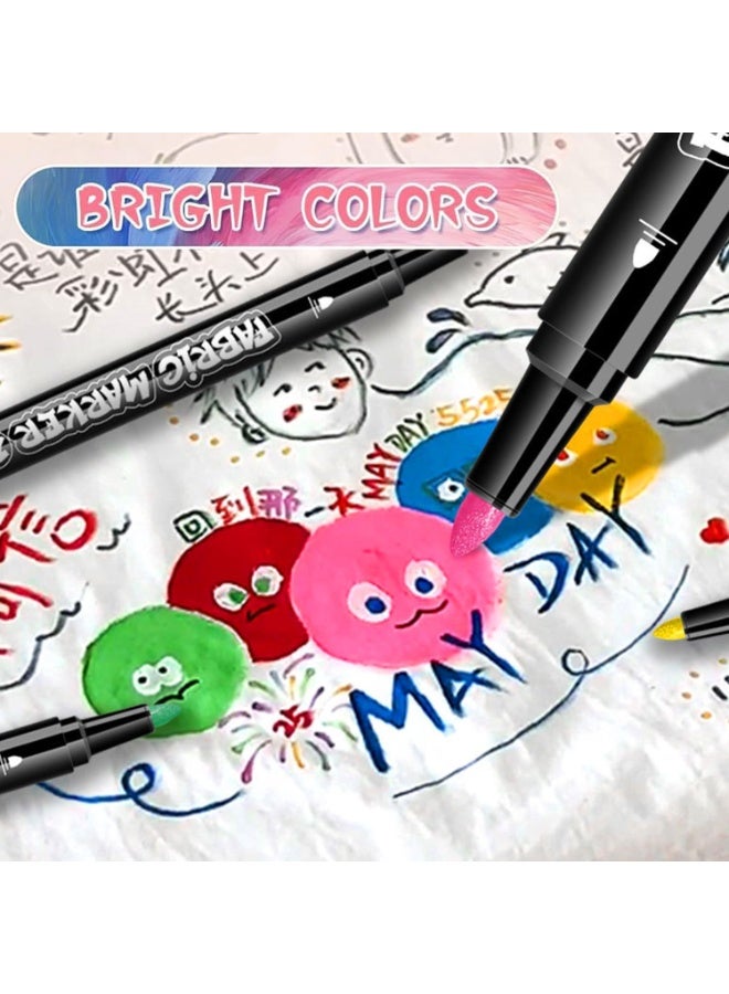 12 Fabric Markers Pens Set, Textile Marker Washable, Non Toxic Fabric Paint Pens, Permanent Marker for Clothes, Fine Point Textile Marker Pen, Craft Paint Pens Art Markers - Image 3