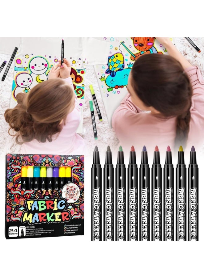 12 Fabric Markers Pens Set, Textile Marker Washable, Non Toxic Fabric Paint Pens, Permanent Marker for Clothes, Fine Point Textile Marker Pen, Craft Paint Pens Art Markers - Image 5