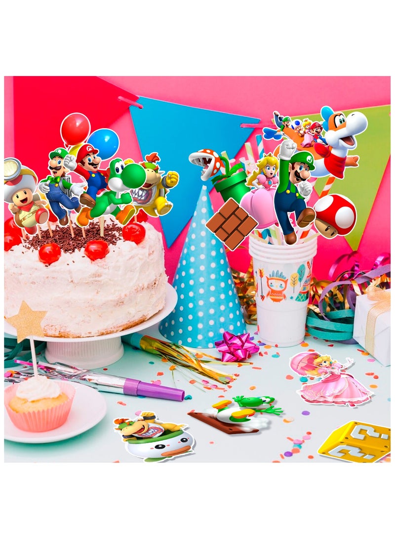 FRUITFUL PARTY Super Mario Party Decorations Photo Props with Stick, 32pcs Mario Photo Booth Props Super Mario Photo Props Mario Party Photo Booth Props, Super Mario Birthday Party Supplies - Image 4