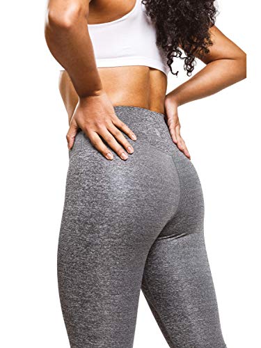 Sweat Shaper Women's Sauna Leggings Compression High Waist Yoga Pants Thermo Sweat Capris (Heather Grey, Large) - Image 4