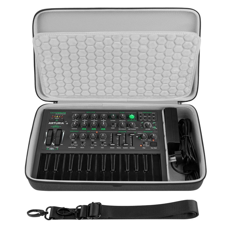 GEEKRIA Hard Shell Travel Case Compatible with Arturia MicroBrute UFOMicroFreak Audio Synthesizer Carrying Bag Dark Gray - Image 2