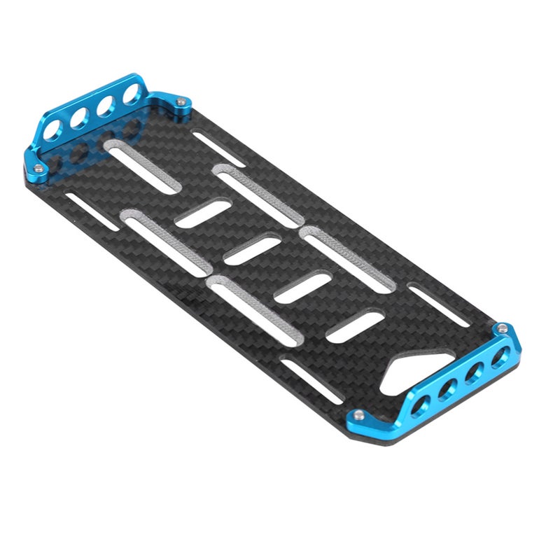 Aluminium Alloy Carbon Fiber Battery Mount Plate for Axial SCX10 CC01 F350 D90 1/10 Scale RC Car (Blue) - Image 4