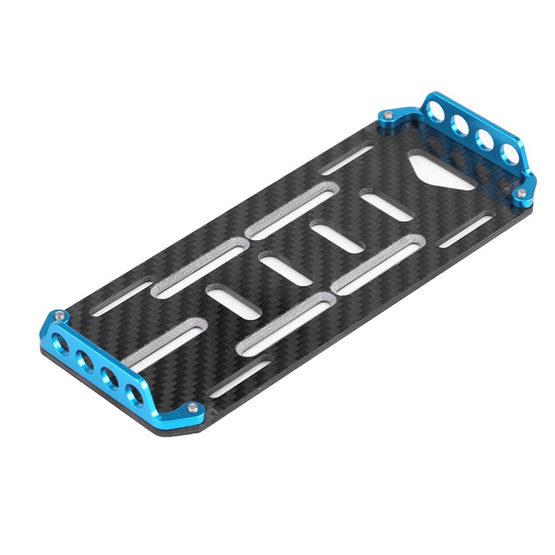 Aluminium Alloy Carbon Fiber Battery Mount Plate for Axial SCX10 CC01 F350 D90 1/10 Scale RC Car (Blue) - Image 2