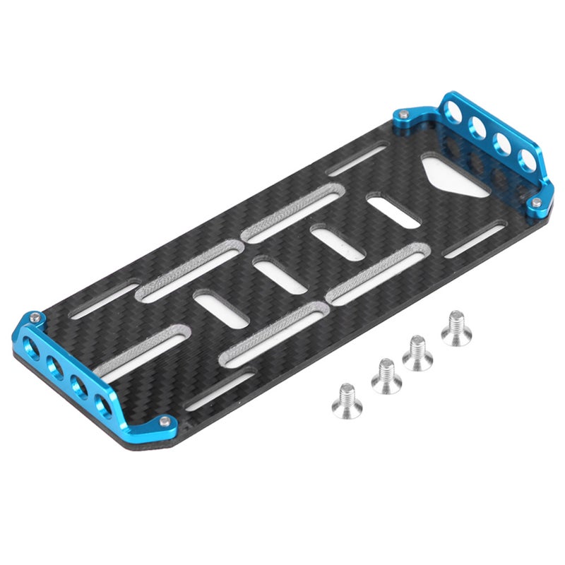Aluminium Alloy Carbon Fiber Battery Mount Plate for Axial SCX10 CC01 F350 D90 1/10 Scale RC Car (Blue) - Image 1