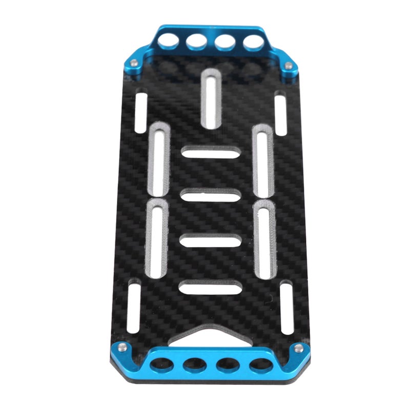 Aluminium Alloy Carbon Fiber Battery Mount Plate for Axial SCX10 CC01 F350 D90 1/10 Scale RC Car (Blue) - Image 5
