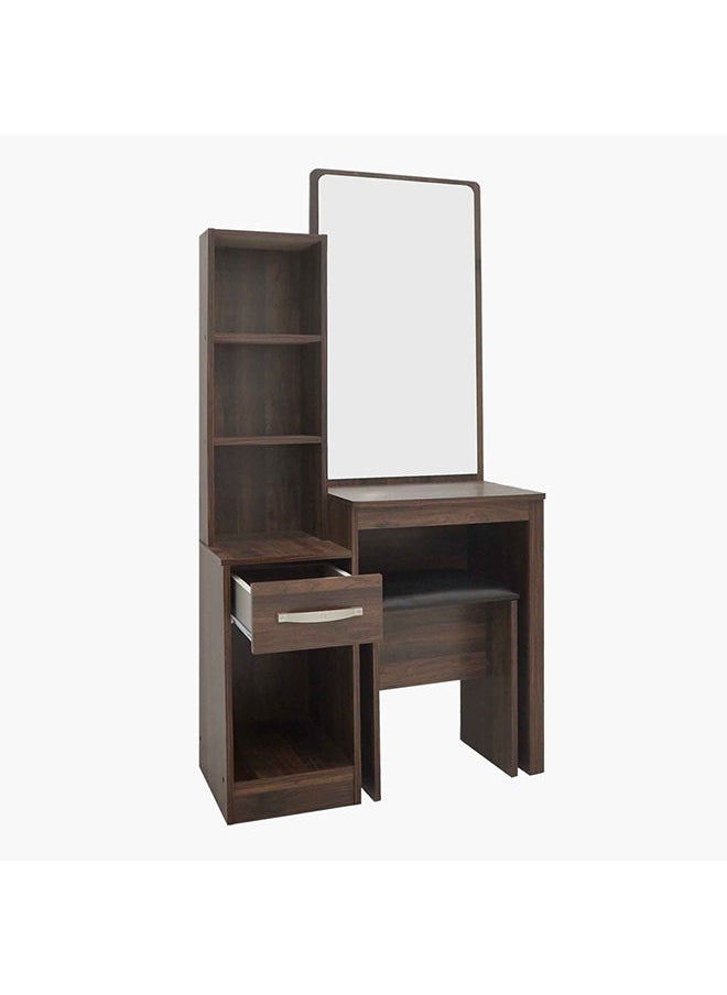 Kulltorp 2-Piece Plus Dresser | Dressing Table | Vanity Table | Makeup Table With Mirror And Stool Set Dark Brown 79.5 x 163 x 39.5 cm