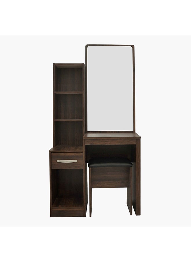 Kulltorp 2-Piece Plus Dresser | Dressing Table | Vanity Table | Makeup Table With Mirror And Stool Set Dark Brown 79.5 x 163 x 39.5 cm