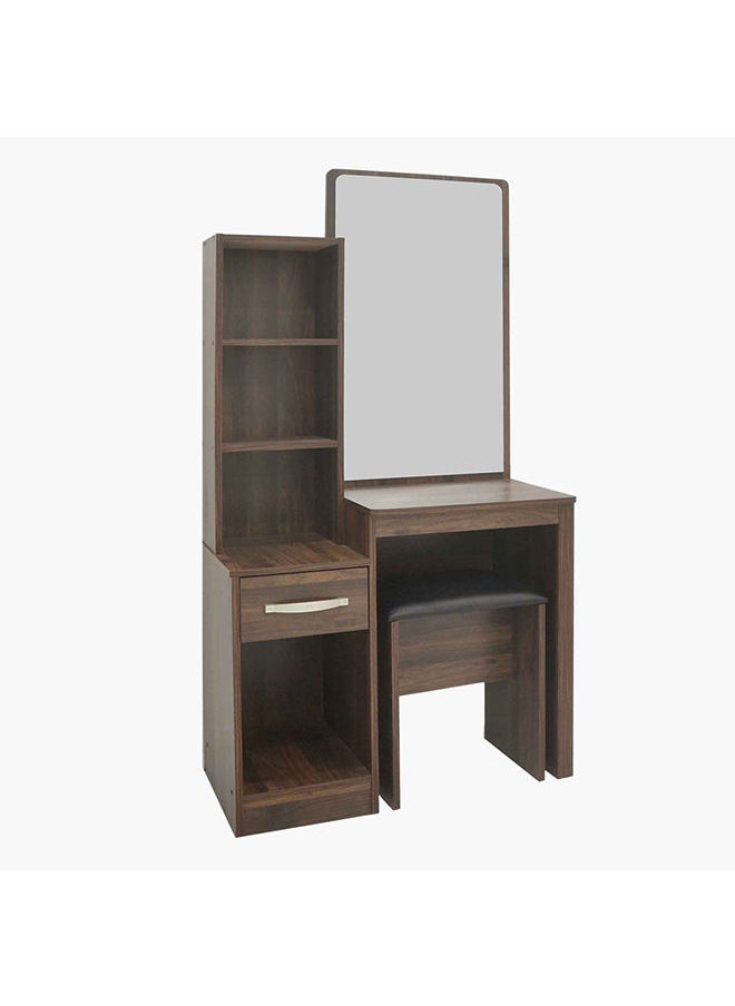 Kulltorp 2-Piece Plus Dresser | Dressing Table | Vanity Table | Makeup Table With Mirror And Stool Set Dark Brown 79.5 x 163 x 39.5 cm