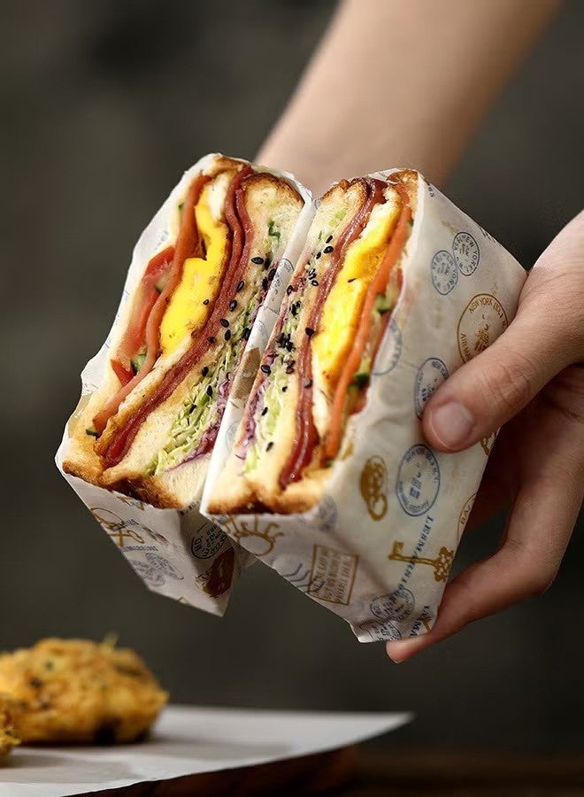 YJ 50 Sheets of Food-grade Wrapping Paper for Bread Sandwiches, Hamburgers and Fries, and Greaseproof Paper for Burger Trays, Baking Tools, - Image 4