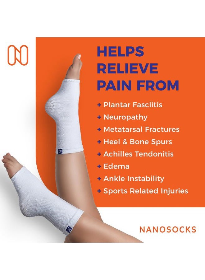 NanoSocks Compression Socks for Women & Men (1 Pair) - BEST Ankle Brace Support Sleeve for Neuropathy, Plantar Fasciitis, Diabetic Foot Nerve Pain Relief - Toeless (Medium, White) - Image 4