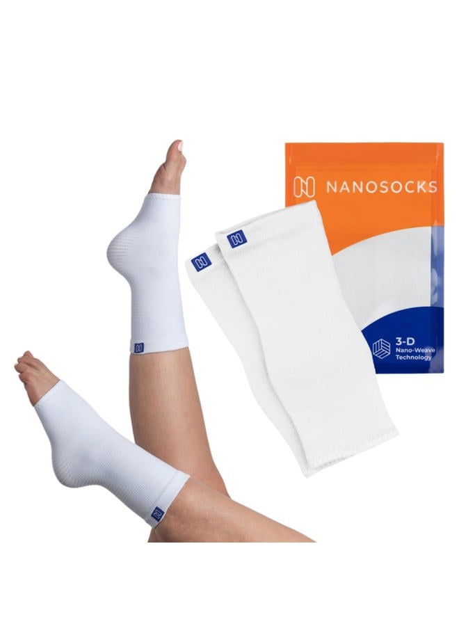 NanoSocks Compression Socks for Women & Men (1 Pair) - BEST Ankle Brace Support Sleeve for Neuropathy, Plantar Fasciitis, Diabetic Foot Nerve Pain Relief - Toeless (Medium, White) - Image 1