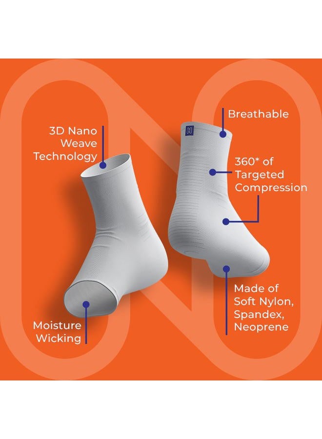 NanoSocks Compression Socks for Women & Men (1 Pair) - BEST Ankle Brace Support Sleeve for Neuropathy, Plantar Fasciitis, Diabetic Foot Nerve Pain Relief - Toeless (Medium, White) - Image 3