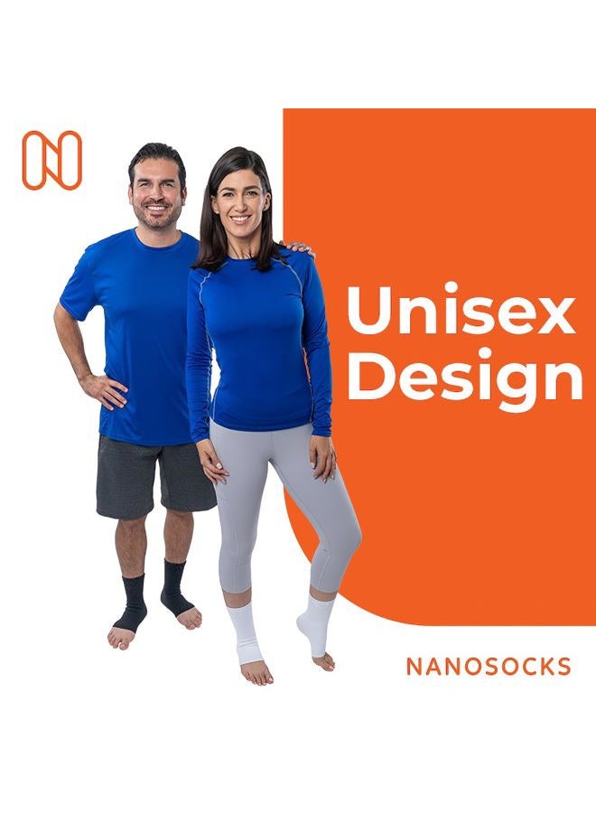 NanoSocks Compression Socks for Women & Men (1 Pair) - BEST Ankle Brace Support Sleeve for Neuropathy, Plantar Fasciitis, Diabetic Foot Nerve Pain Relief - Toeless (Medium, White) - Image 5