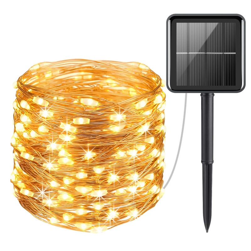 AMIR Product title Amir Solar Powered String Lights 100 LED Copper Wire Lights Starry String Lights IndoorOutdoor Waterproof Solar Decoration Lights for Gardens Home Dancing Party Warm White - Image 1