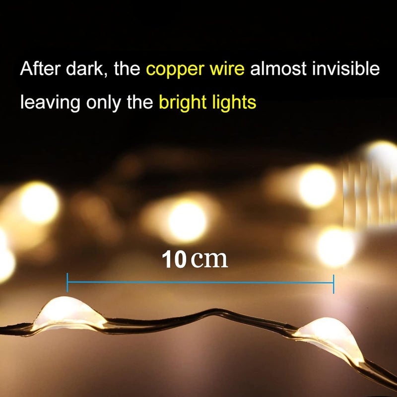 AMIR Product title Amir Solar Powered String Lights 100 LED Copper Wire Lights Starry String Lights IndoorOutdoor Waterproof Solar Decoration Lights for Gardens Home Dancing Party Warm White - Image 2
