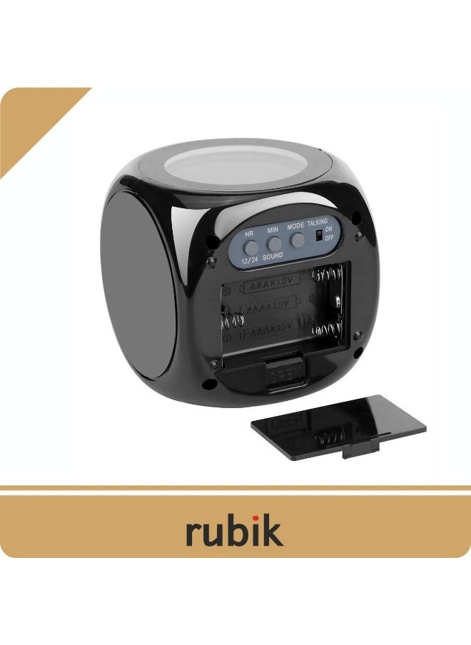 Projection Alarm Clock - Multi-function Digital LCD Wall Projection Voice Talking Temperature Display LED Alarm Clock 12hr/24hr - Black