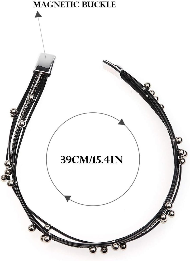Suyi Women Wrap Bracelet Multilayered Leather Braided Bangle Wrist Cuff Bangles with Magnetic Buckle - Image 4