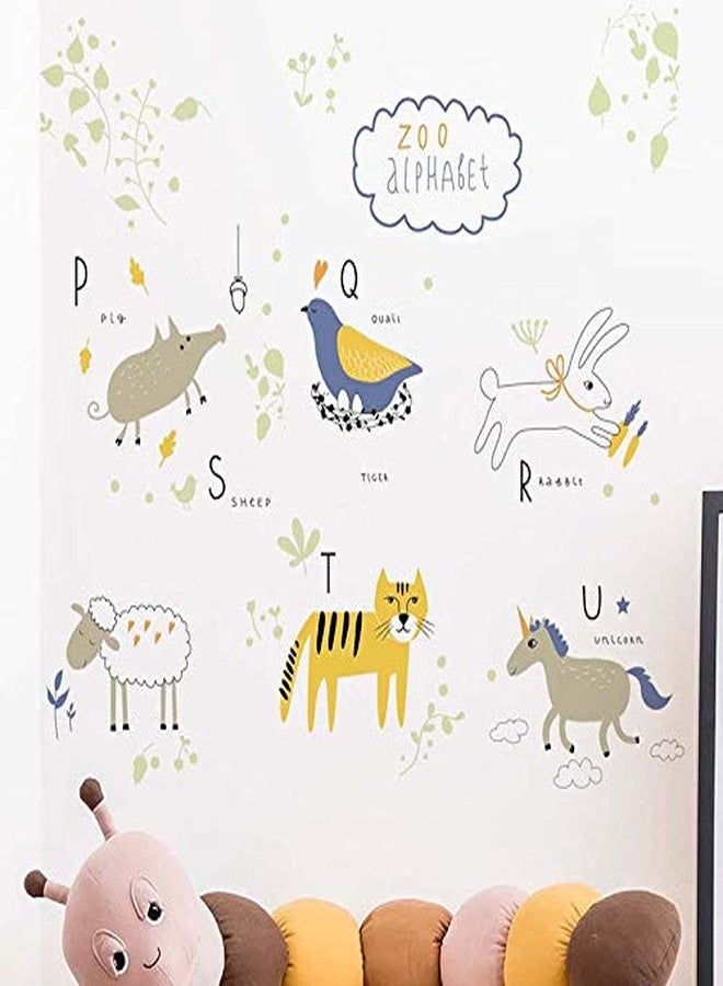 Pumkins Alphabet Zoo Animals Wall Stickers for Kids Room Decor Nursery Playroom Classroom Living Room Decoration Boho Wall Art-Self-Adhesive - Image 1