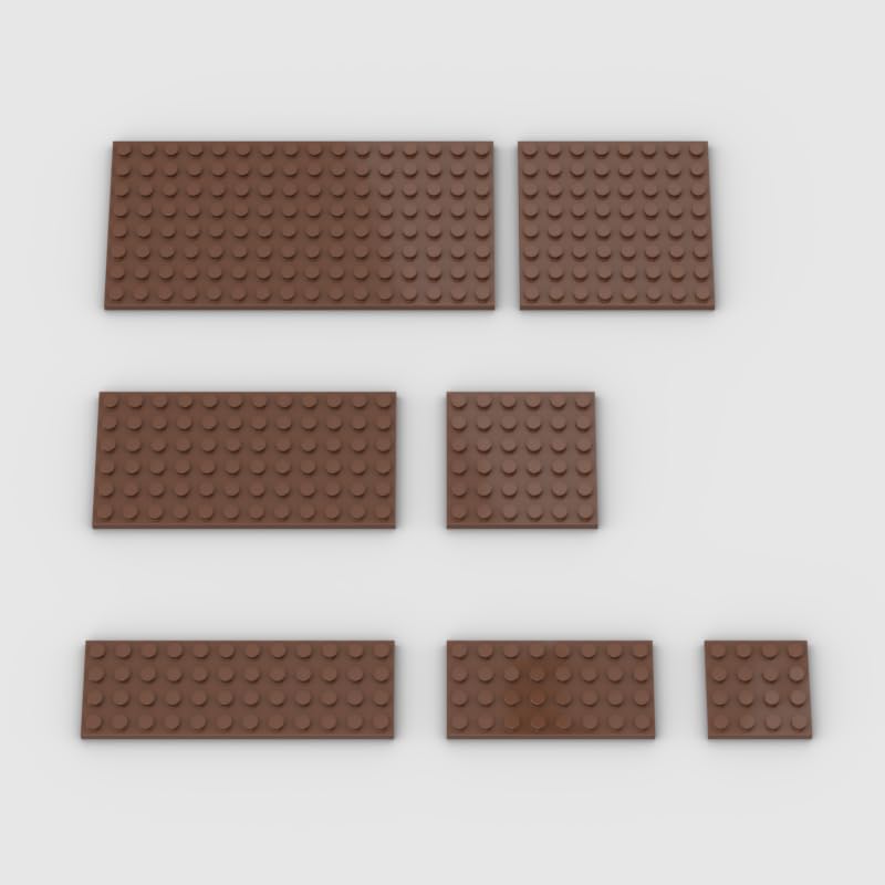 YUJHITP Classic Building Plate Assortment Pack 50pcs Brown Bulk Plates with 7 Size Building Plate Base Plate Compatible with Lego Parts and Pieces Building Bricks for Most BrandsColorBrown - Image 1