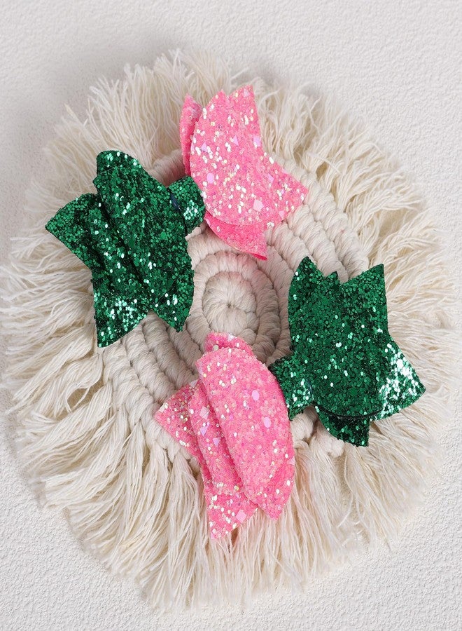 Miroksh 4" Glitter Pink Green Cartoon Hair Bows Clips Witch Birthday Bow-Knot Hair Barrette for Women Girls Movie Fans Gift Bad Witch Halloween Costume Decor Accessories Set of 2 - Image 2