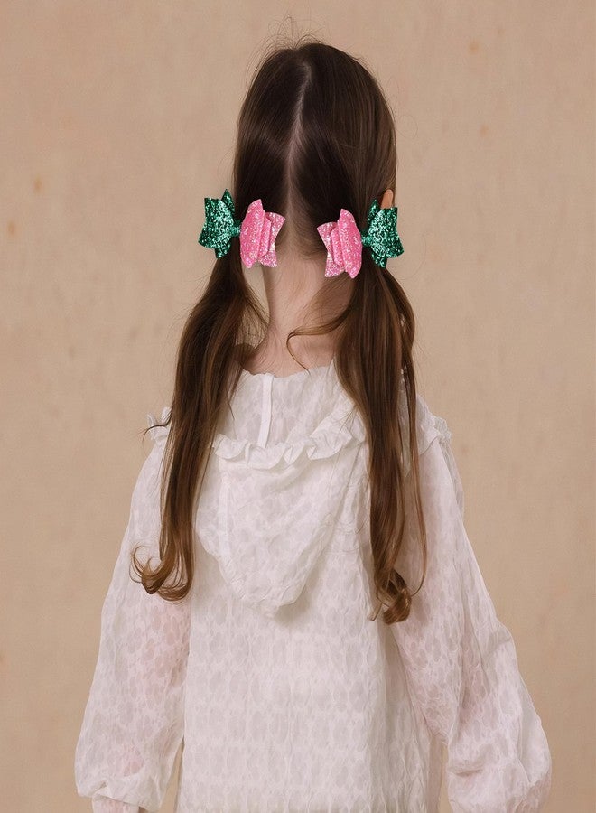 Miroksh 4" Glitter Pink Green Cartoon Hair Bows Clips Witch Birthday Bow-Knot Hair Barrette for Women Girls Movie Fans Gift Bad Witch Halloween Costume Decor Accessories Set of 2 - Image 4
