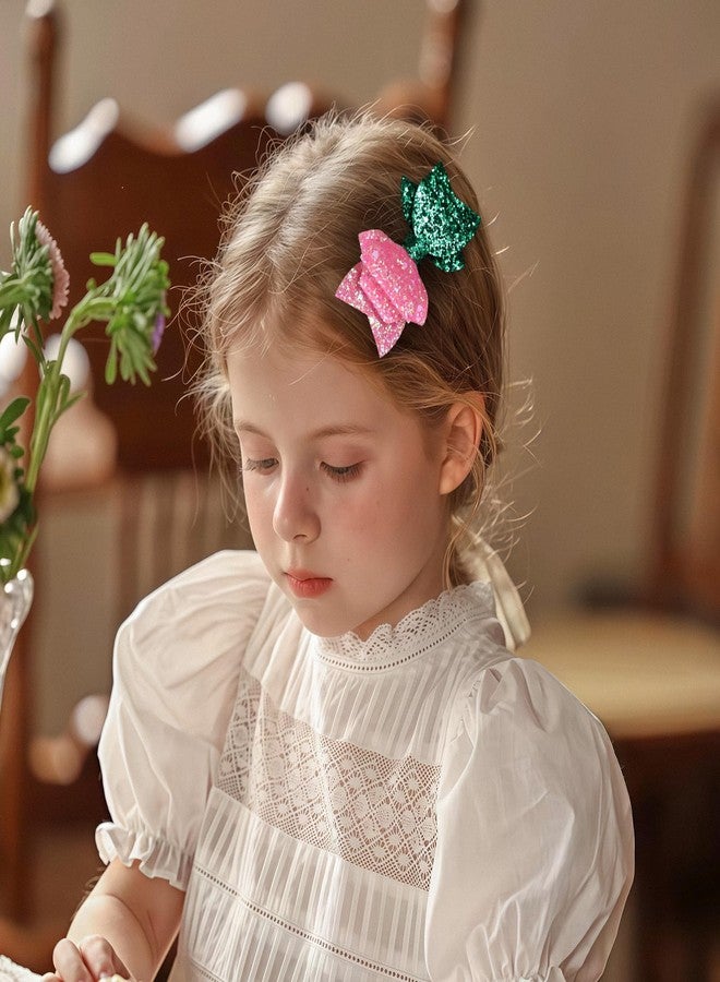 Miroksh 4" Glitter Pink Green Cartoon Hair Bows Clips Witch Birthday Bow-Knot Hair Barrette for Women Girls Movie Fans Gift Bad Witch Halloween Costume Decor Accessories Set of 2 - Image 5