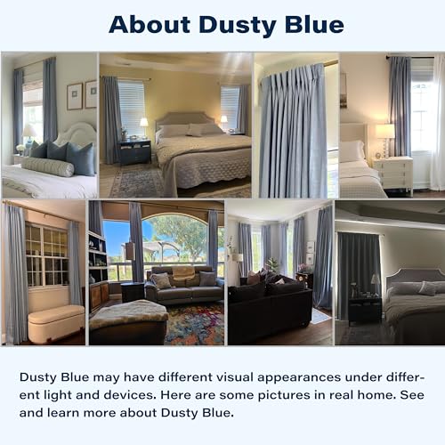 WEST LAKE 95 Inches Length Dusty Blue Bailey Pinch Pleated Full Blackout Curtain Panels with 100 Light Blocking Liners,Linen Textured Drape for Bedroom Living Room,Backtab Window Treatment,40"Wx95"Lx2 - Image 3
