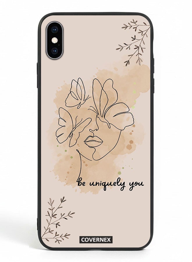 Covernex Apple iPhone Xs Max Protective Case Cover Printed Featuring Be Uniquely You A Face And Butterflies - Image 2
